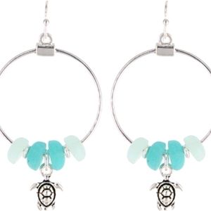 GENUINE SEA GLASS TURTLE EARRINGS
